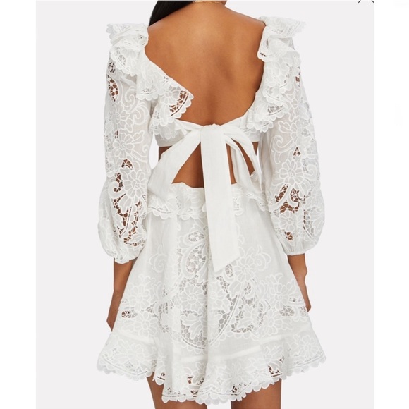 ZIMMERMANN Lulu Ruffled Cut-Out Mini Dress Size AU 2 / US 8 - Picture 2 of 15